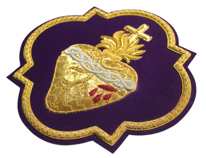 Sacred Heart Appliqué – Hand-Embroidered Bullion Work for Catholic Vestments