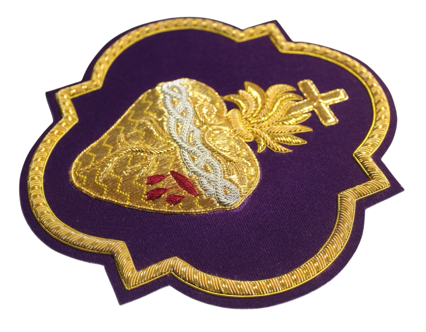 Sacred Heart Appliqué – Hand-Embroidered Bullion Work for Catholic Vestments