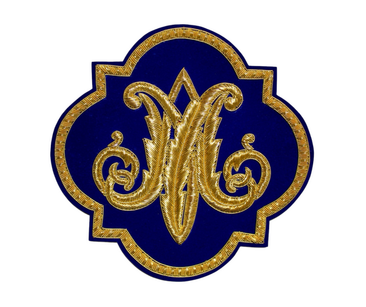 Marian Hand-Embroidered Liturgical Church Emblem for Vestments