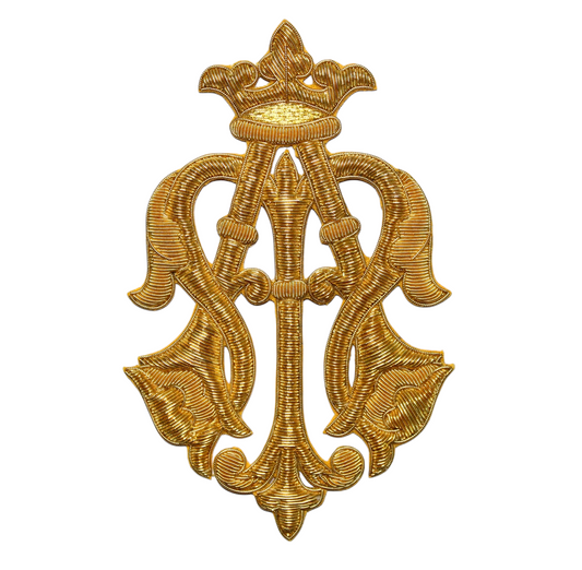 MA Hand-Embroidered Marian Emblem Appliqué – Liturgical Vestment