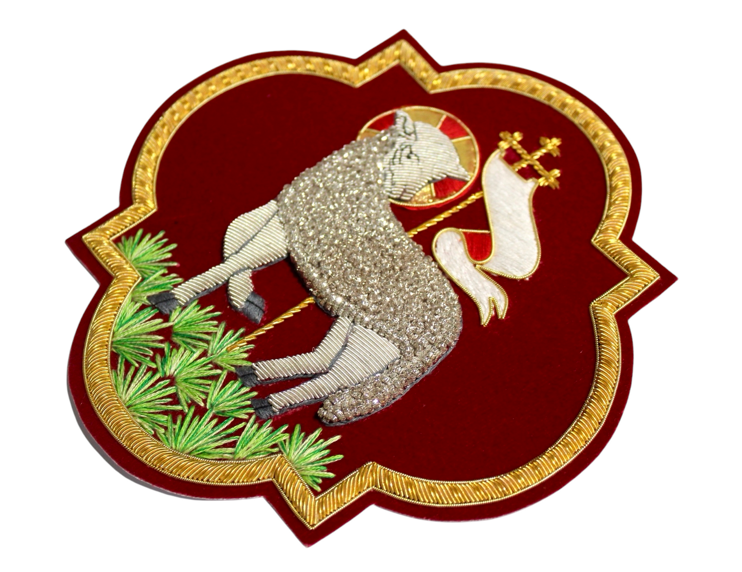 Agnus Dei (Lamb of God) Emblem for Catholic Vestments Sewn On Velvet