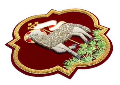 Agnus Dei (Lamb of God) Emblem for Catholic Vestments Sewn On Velvet