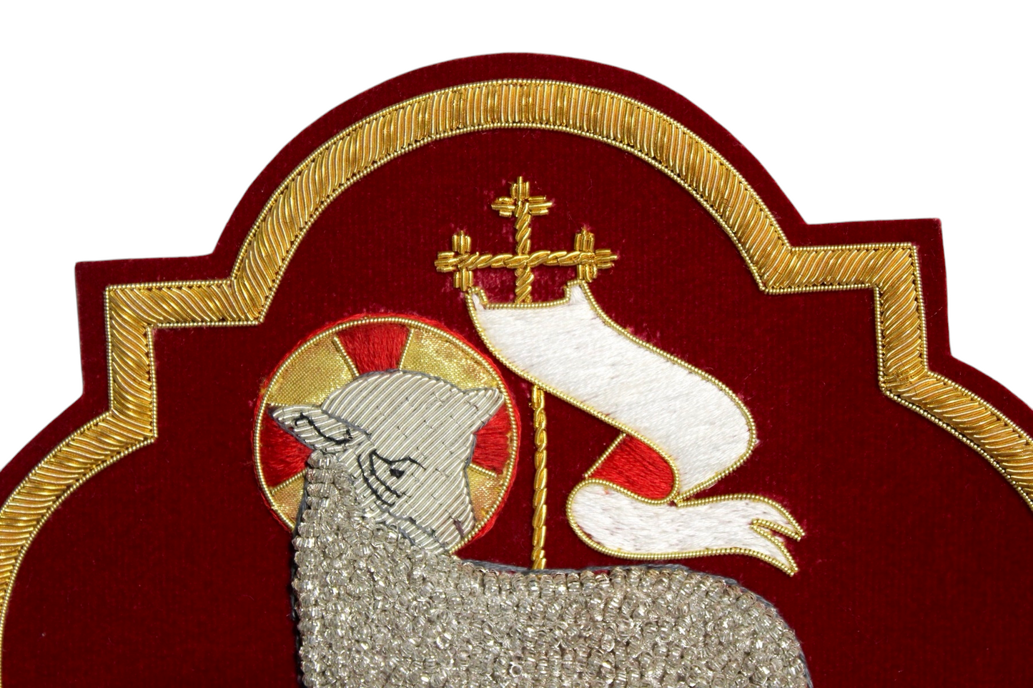 Agnus Dei (Lamb of God) Emblem for Catholic Vestments Sewn On Velvet