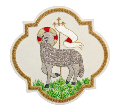 Agnus Dei (Lamb of God) Emblem for Catholic Vestments Sewn On Velvet