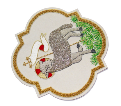 Agnus Dei (Lamb of God) Emblem for Catholic Vestments Sewn On Velvet