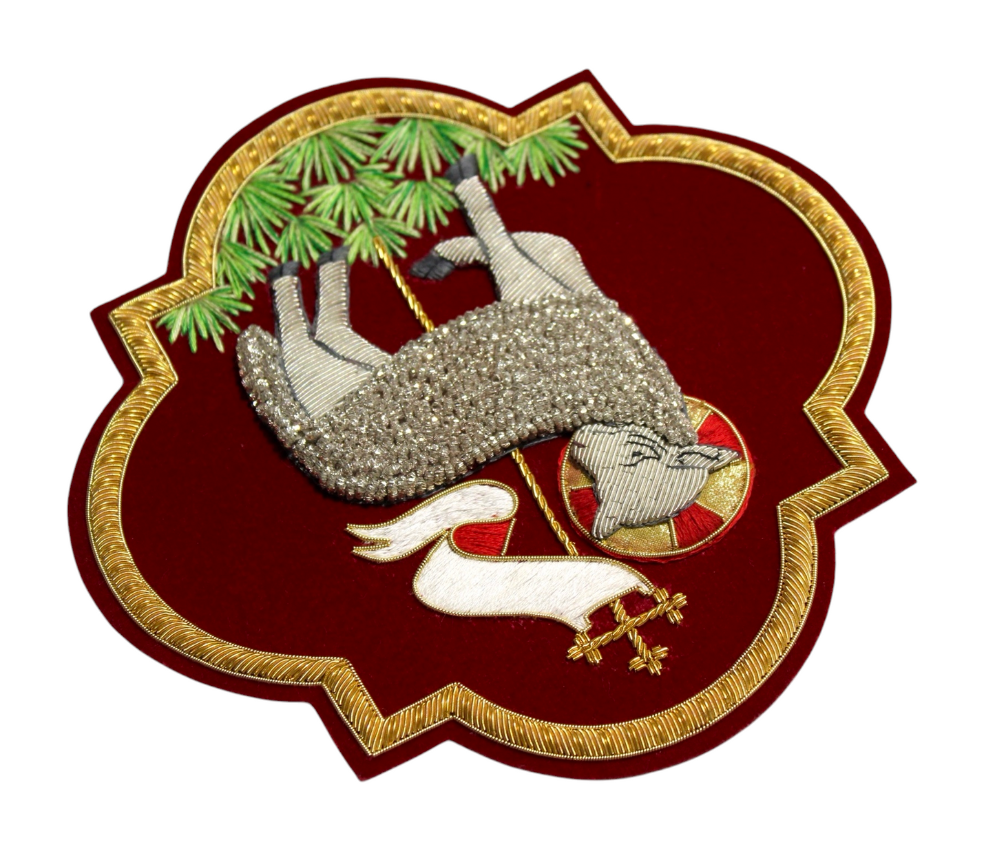 Agnus Dei (Lamb of God) Emblem for Catholic Vestments Sewn On Velvet