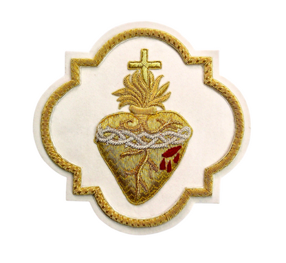 Sacred Heart Appliqué – Hand-Embroidered Bullion Work for Catholic Vestments