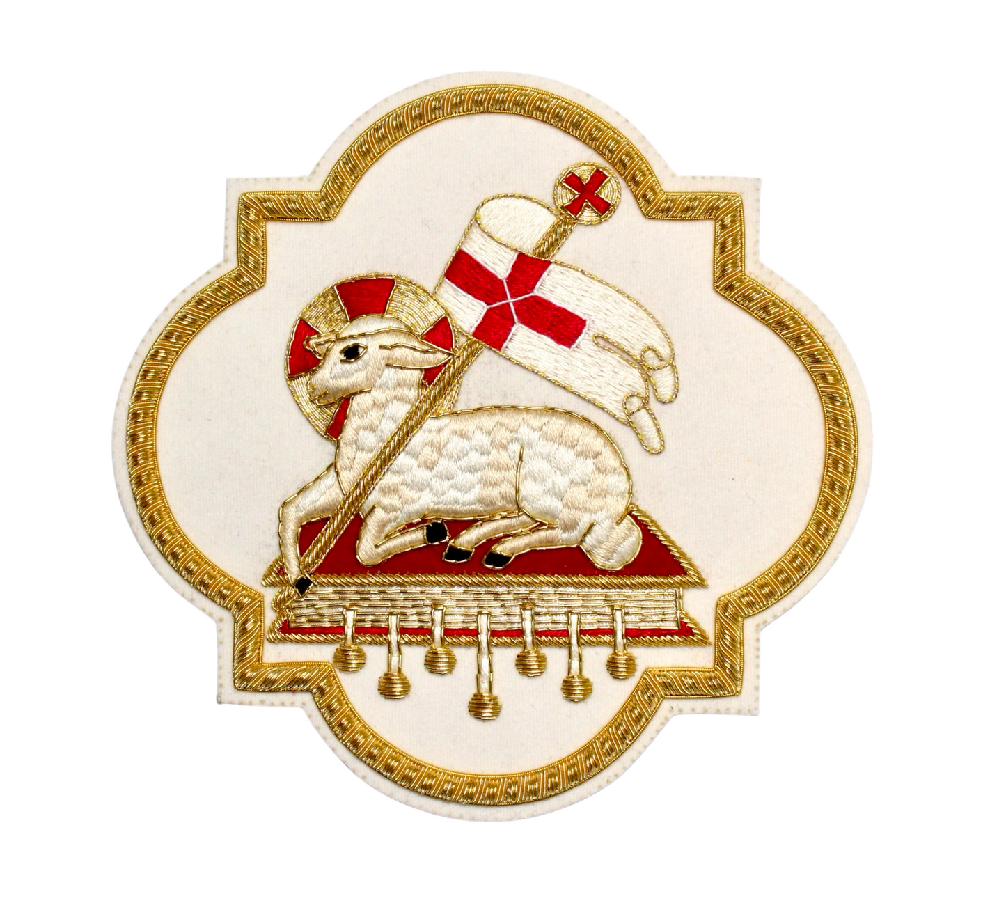 Hand-Embroidered Agnus Dei (Holy Lamb) Appliqué – Liturgical Vestment