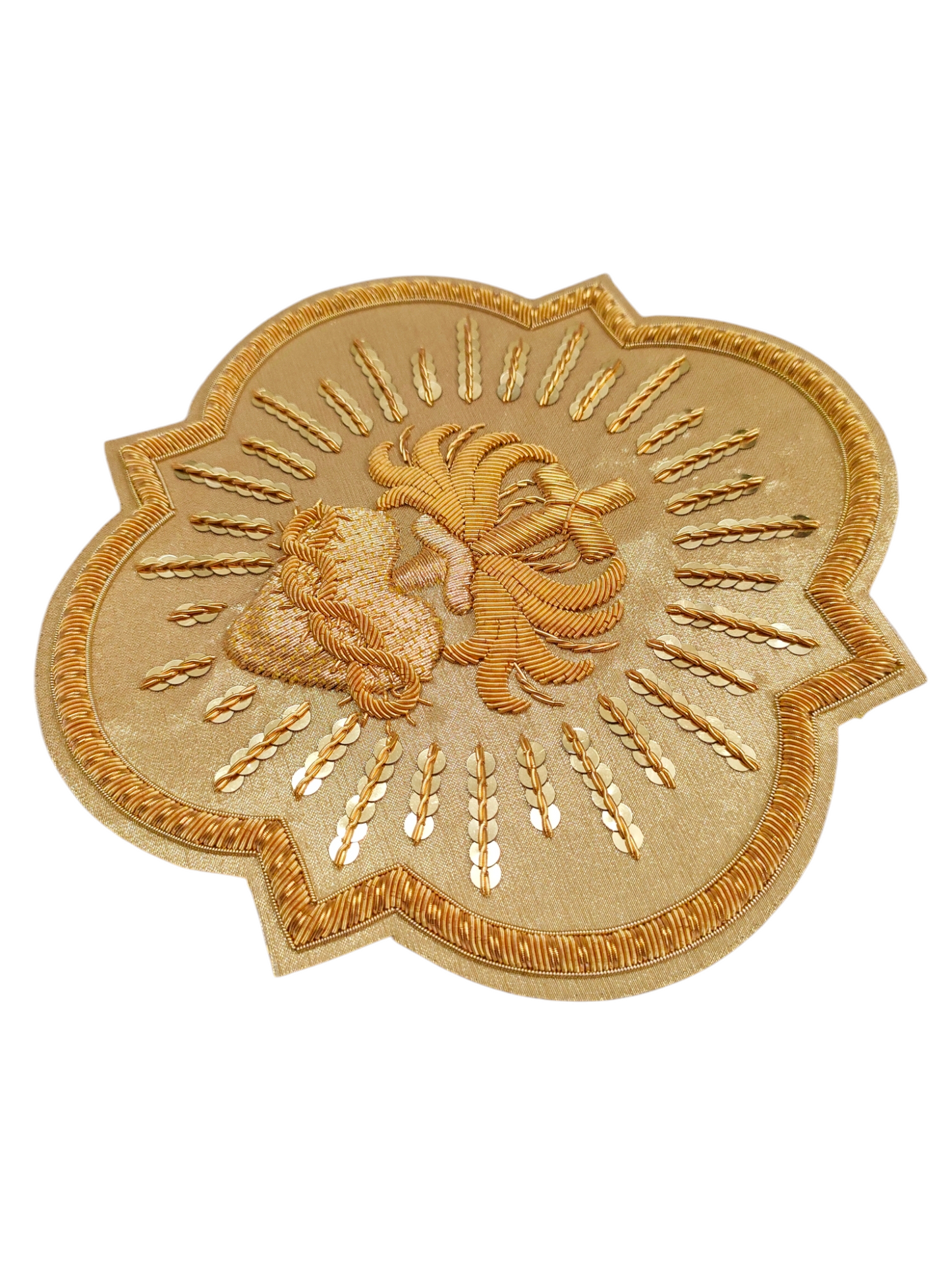 Sacred Heart with Rays Appliqué – Gold Bullion Wire for Catholic Vestments