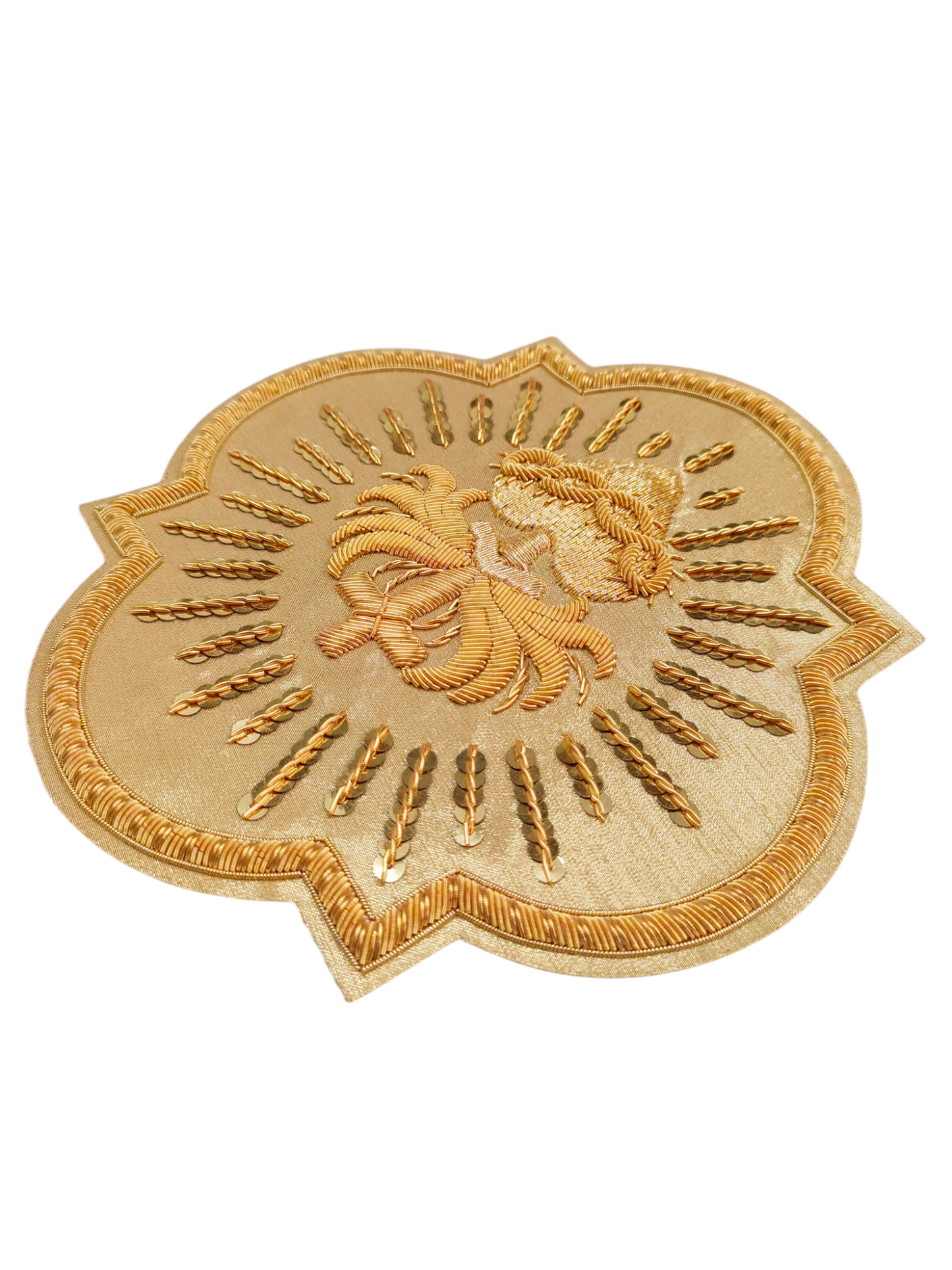 Sacred Heart with Rays Appliqué – Gold Bullion Wire for Catholic Vestments