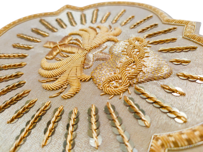 Sacred Heart with Rays Appliqué – Gold Bullion Wire for Catholic Vestments