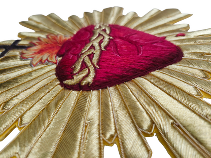 Hand-Embroidered Sacred Heart with Rays Appliqué – Liturgical