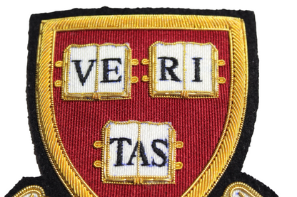 Hand-Embroidered Harvard University Patch – Gold Bullion Wire Badge