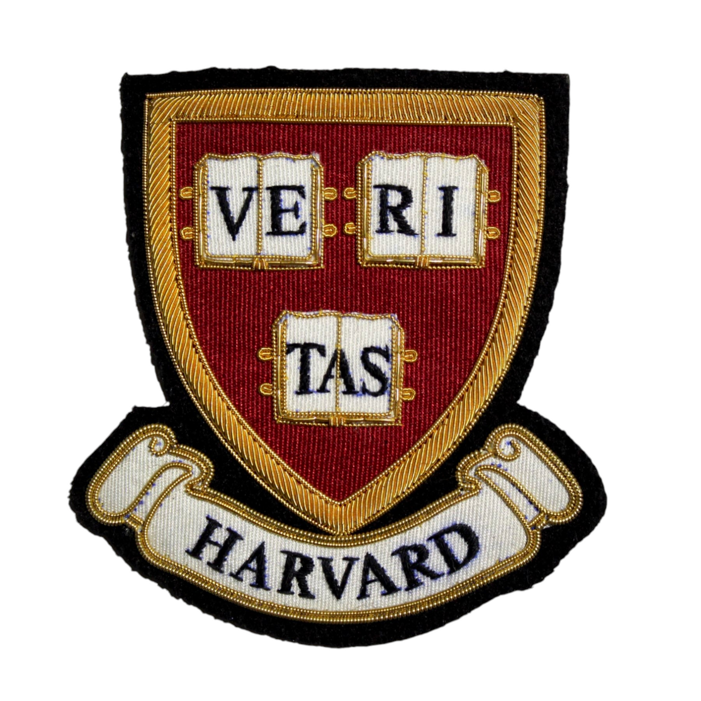 Hand-Embroidered Harvard University Patch – Gold Bullion Wire Badge