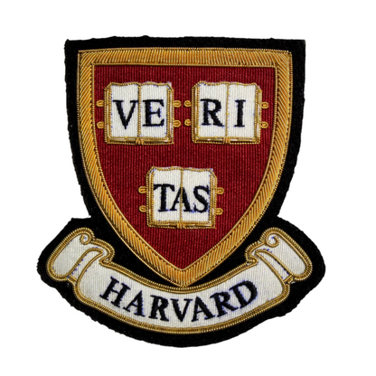 Hand-Embroidered Harvard University Patch – Gold Bullion Wire Badge