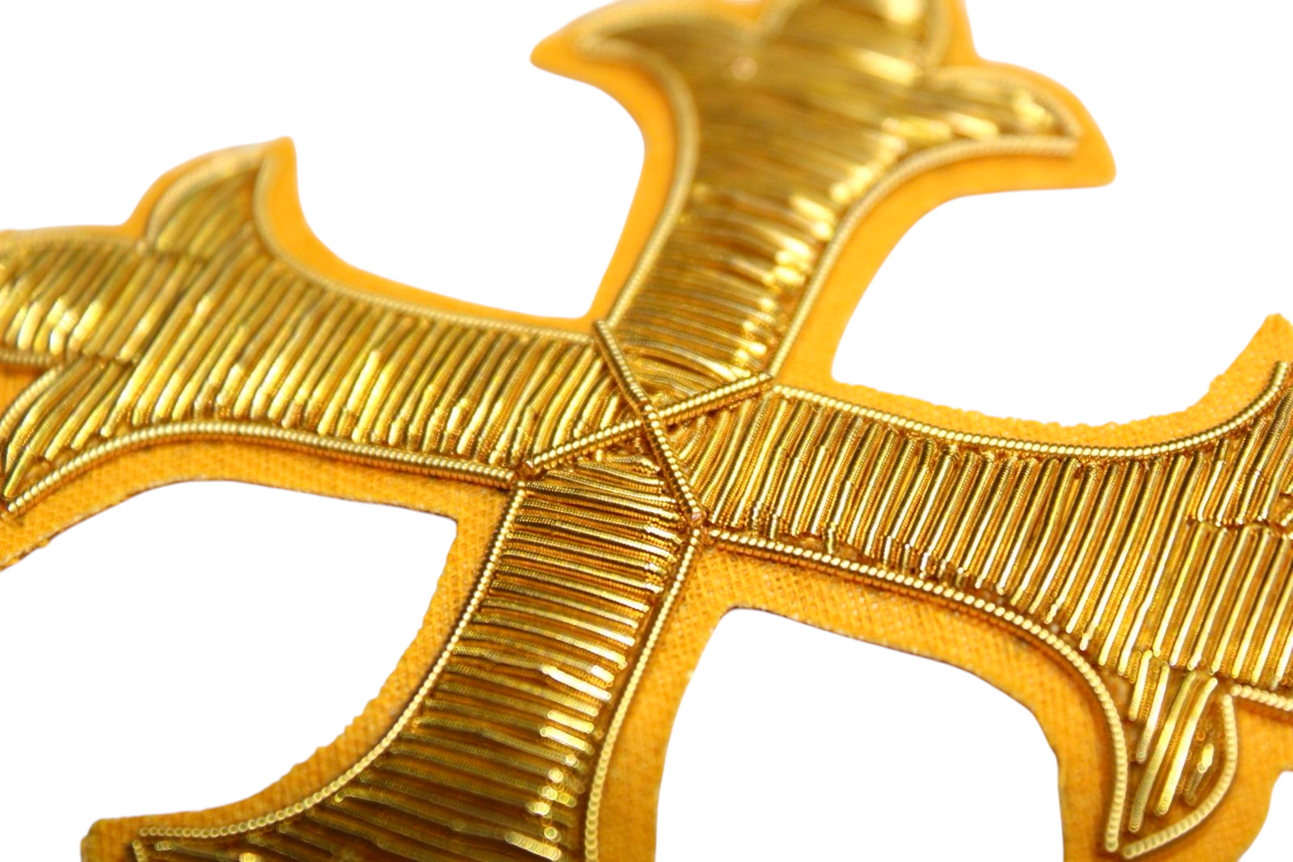 Hand-Embroidered Gold Bullion Cross Appliqué – Liturgical Vestment Patch