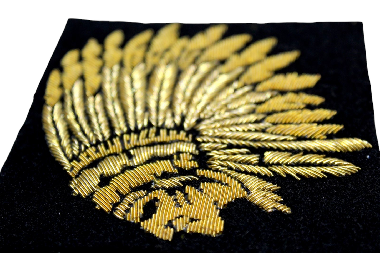 Hand-Embroidered Gold Bullion Chief Patch – Luxury Fashion Badge