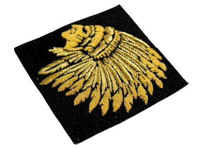 Hand-Embroidered Gold Bullion Chief Patch – Luxury Fashion Badge