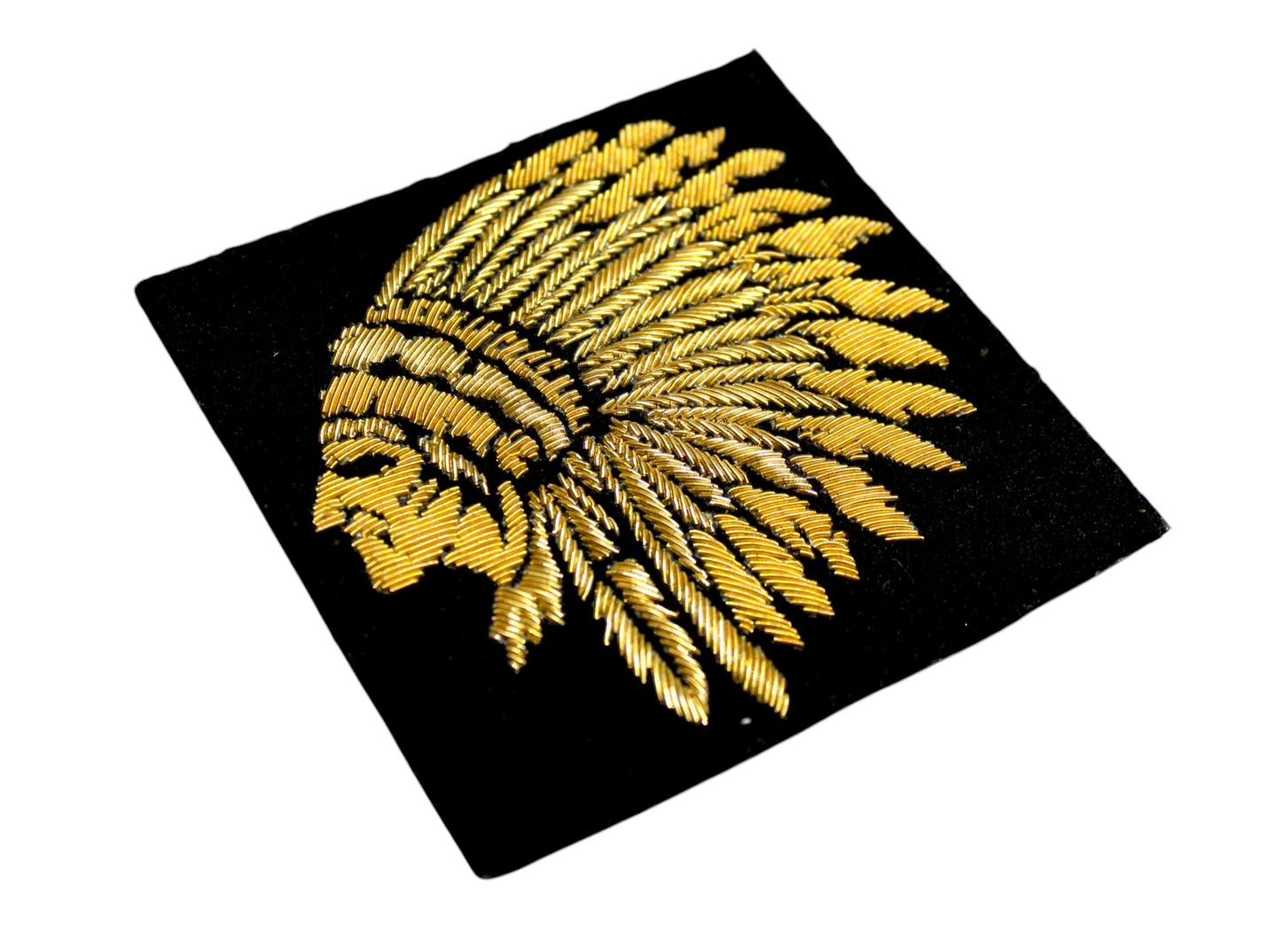 Hand-Embroidered Gold Bullion Chief Patch – Luxury Fashion Badge