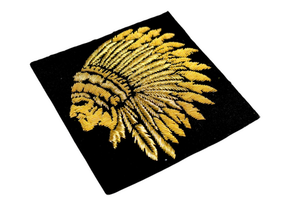 Hand-Embroidered Gold Bullion Chief Patch – Luxury Fashion Badge