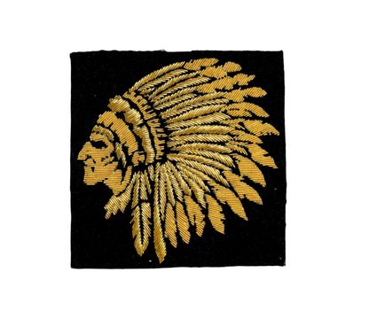 Hand-Embroidered Gold Bullion Chief Patch – Luxury Fashion Badge
