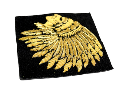 Hand-Embroidered Gold Bullion Chief Patch – Luxury Fashion Badge