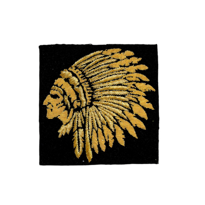 Hand-Embroidered Gold Bullion Chief Patch – Luxury Fashion Badge