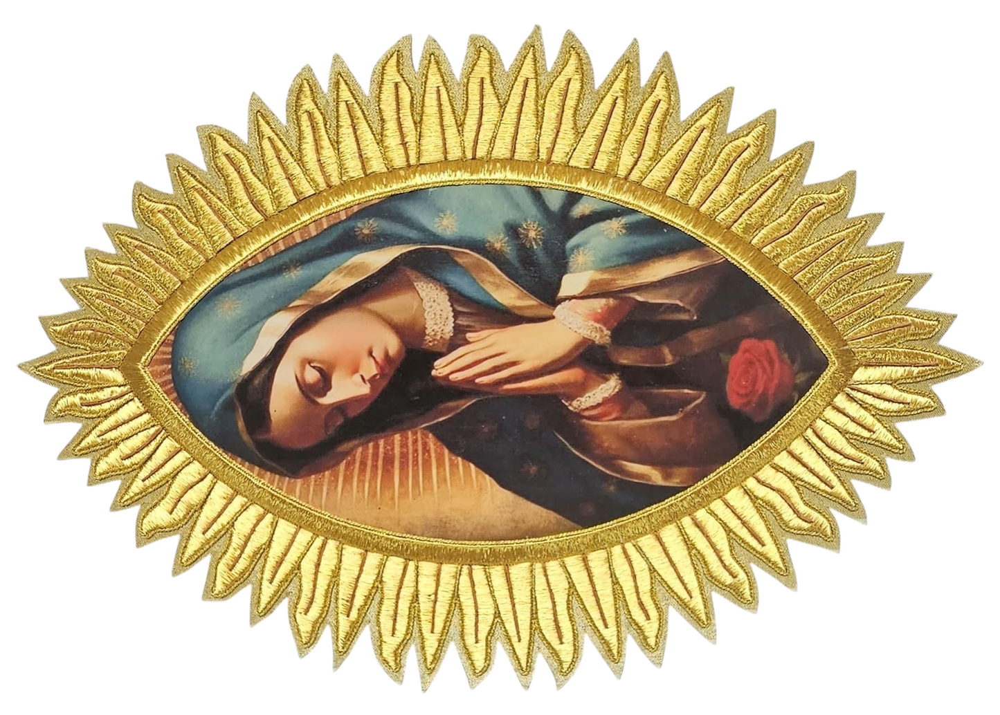 Our Lady of Guadalupe Appliqué – Gold Metallic Wire for Catholic Vestments