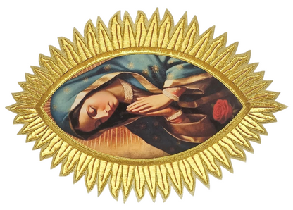 Our Lady of Guadalupe Appliqué – Gold Metallic Wire for Catholic Vestments