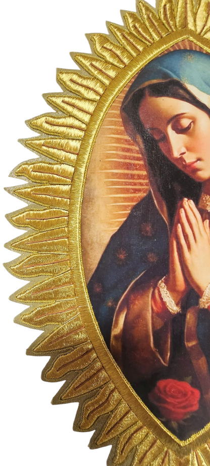 Our Lady of Guadalupe Appliqué – Gold Metallic Wire for Catholic Vestments
