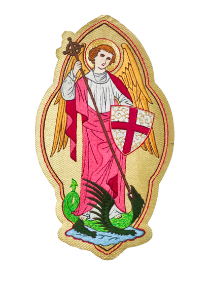 Hand-Embroidered St. Michael Appliqué for Catholic Vestments &amp; Religious Items