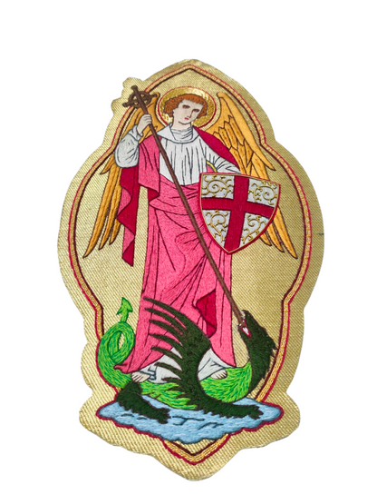 Hand-Embroidered St. Michael Appliqué for Catholic Vestments &amp; Religious Items