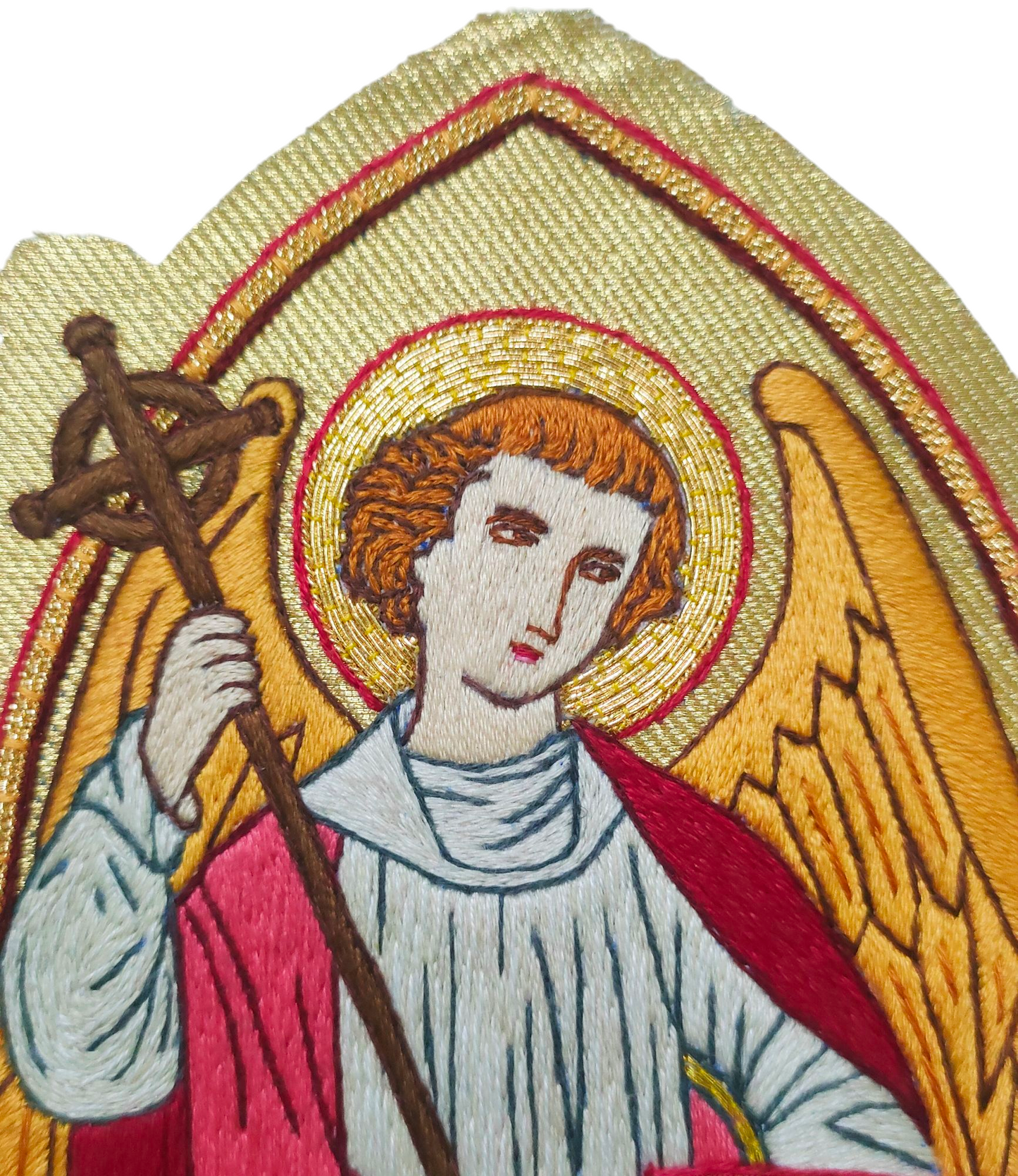 Hand-Embroidered St. Michael Appliqué for Catholic Vestments &amp; Religious Items