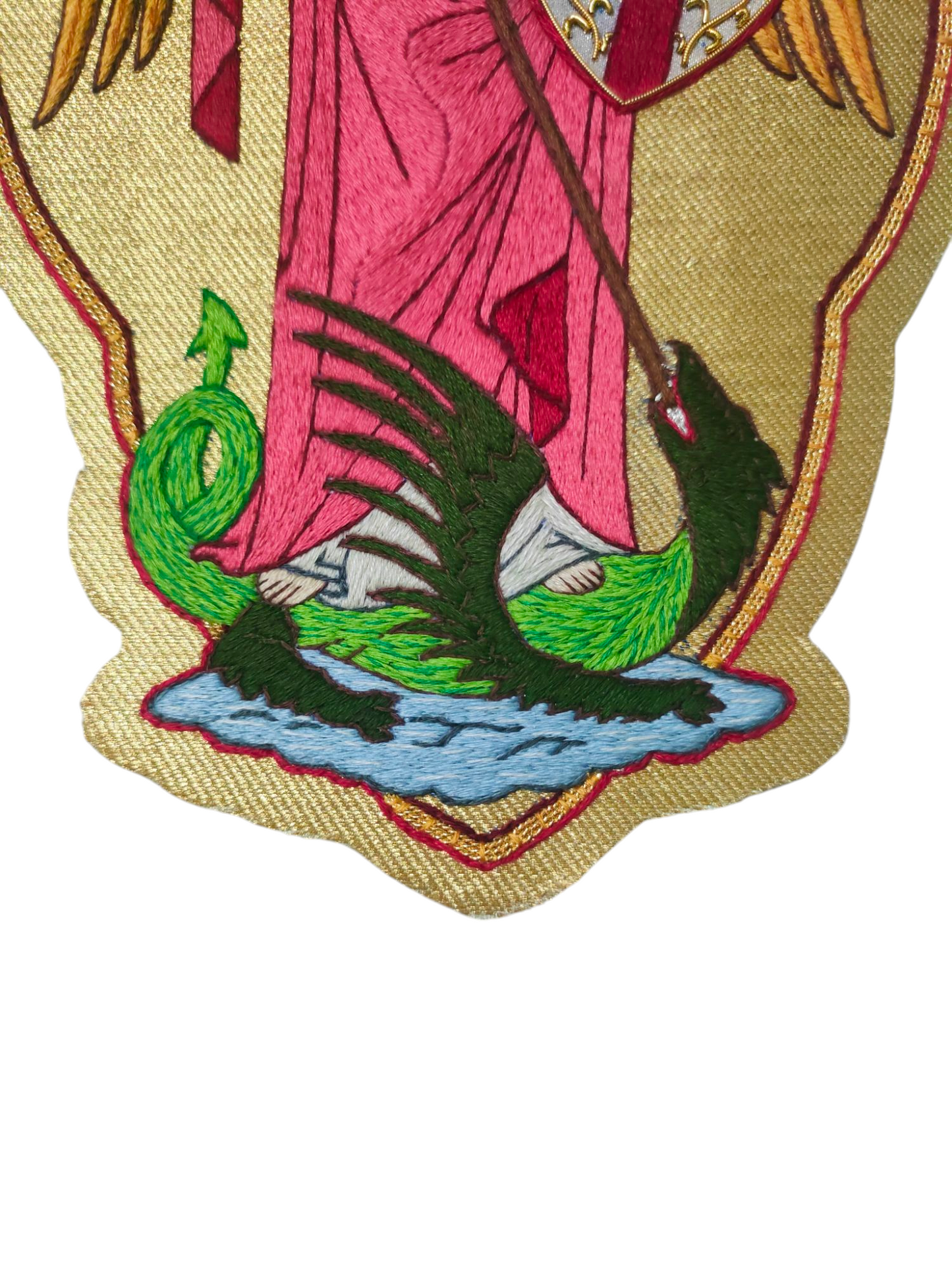 Hand-Embroidered St. Michael Appliqué for Catholic Vestments &amp; Religious Items