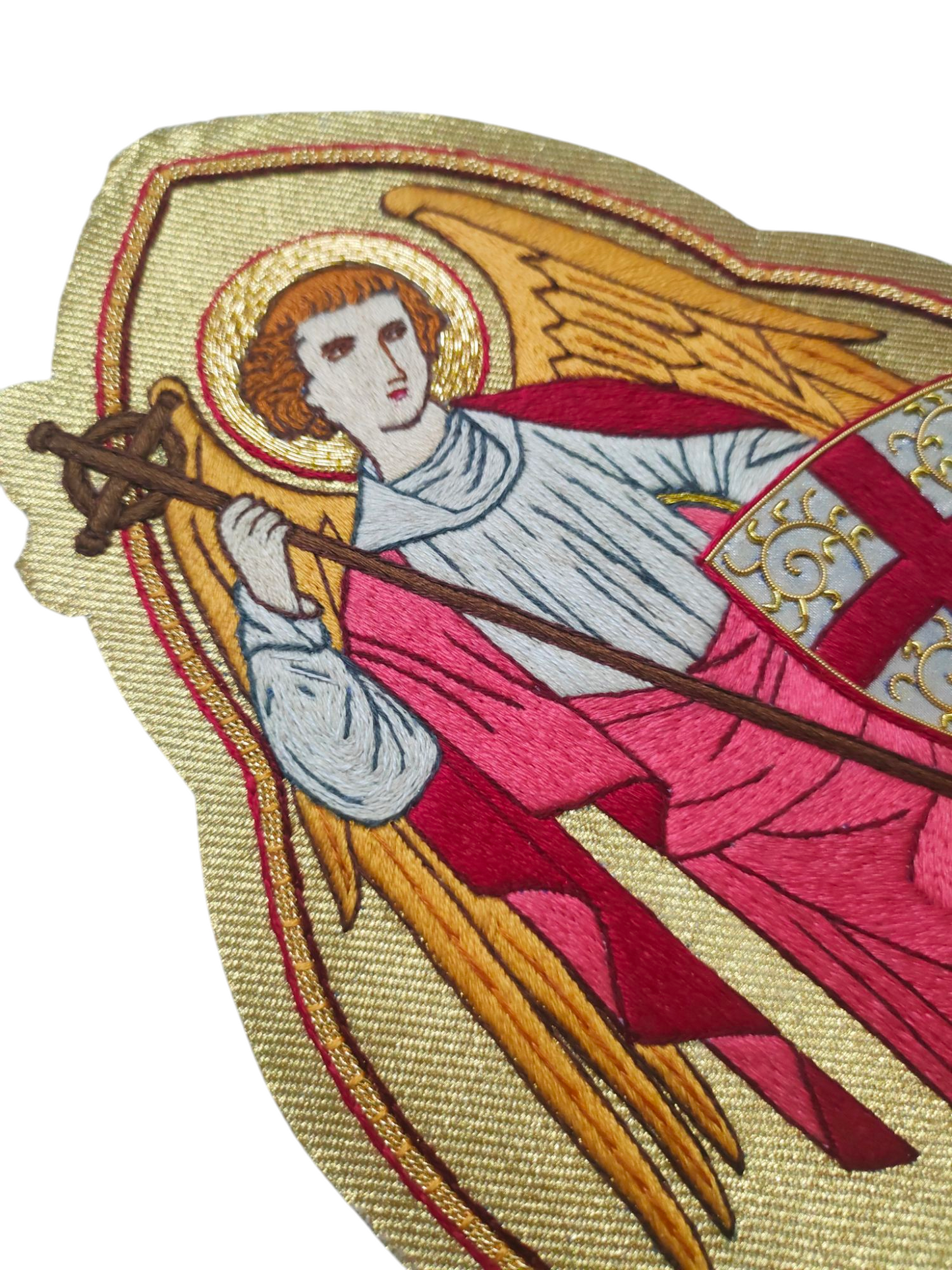 Hand-Embroidered St. Michael Appliqué for Catholic Vestments &amp; Religious Items