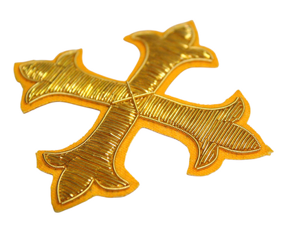 Hand-Embroidered Liturgical Cross – Gold Bullion Wire (Set of 6 Pieces)