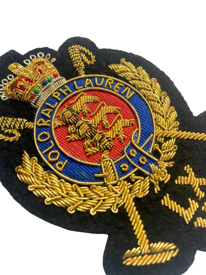 Hand-Embroidered Lauren Style Fashion Crest Patch – Gold Bullion Wire