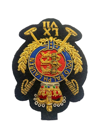 Hand-Embroidered Lauren Style Fashion Crest Patch – Gold Bullion Wire