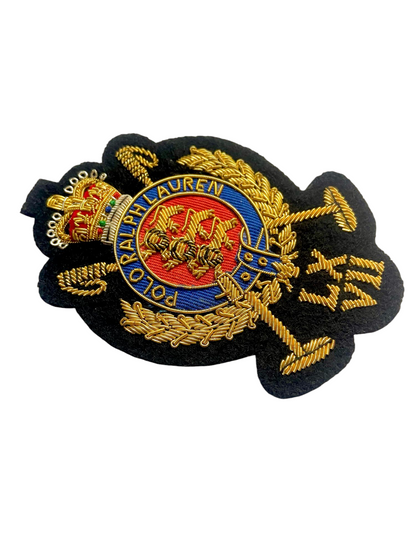 Hand-Embroidered Lauren Style Fashion Crest Patch – Gold Bullion Wire