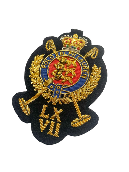 Hand-Embroidered Lauren Style Fashion Crest Patch – Gold Bullion Wire