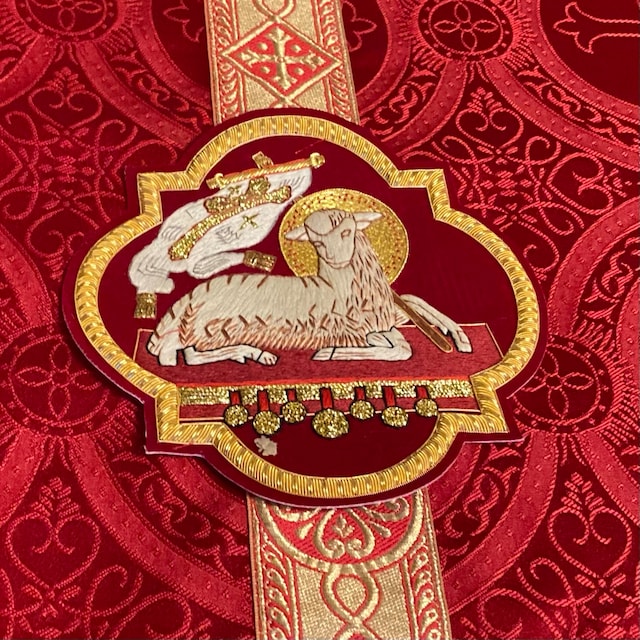 Hand-Embroidered Agnus Dei (Holy Lamb) Appliqué
