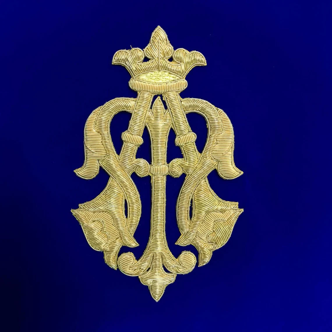 MA Hand-Embroidered Marian Emblem Appliqué – Liturgical Vestment