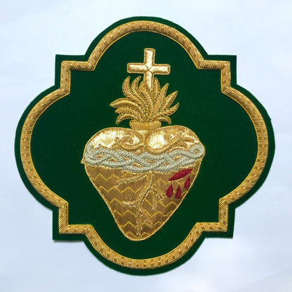 Sacred Heart Appliqué – Hand-Embroidered Bullion Work for Catholic Vestments