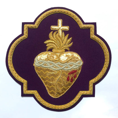 Sacred Heart Appliqué – Hand-Embroidered Bullion Work for Catholic Vestments