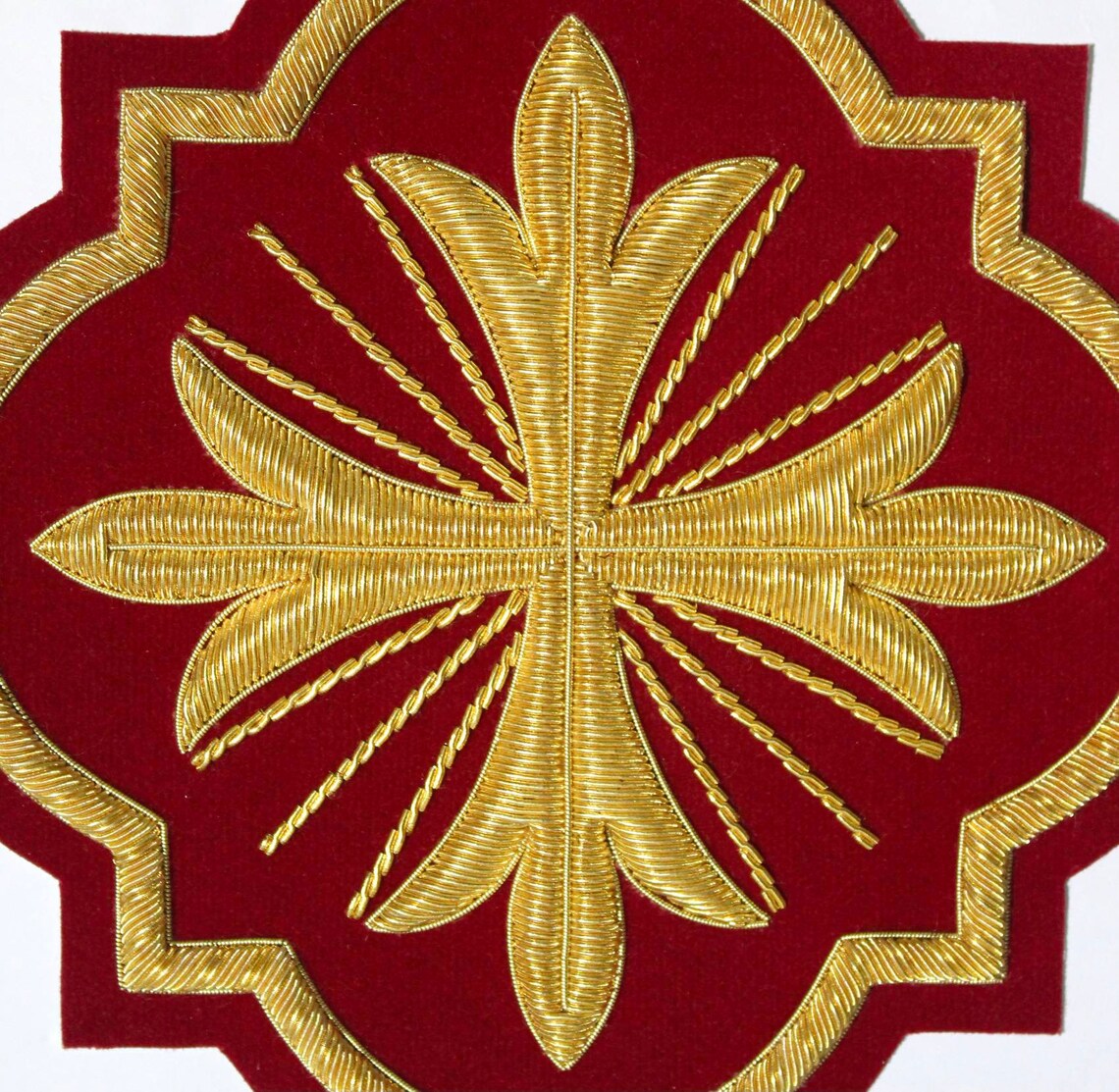 Liturgical Church Emblem – Hand-Embroidered Cross Appliqué