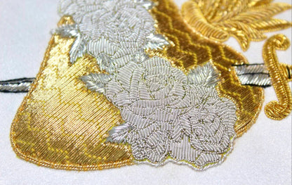 Immaculate Heart of Mary Appliqué for Catholic Vestments - Hand Embroidered Sewn On, Available in Multi Colors