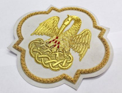 Hand-Embroidered Pelican Emblem Appliqué – Gold Bullion Wire for Catholic Vestments