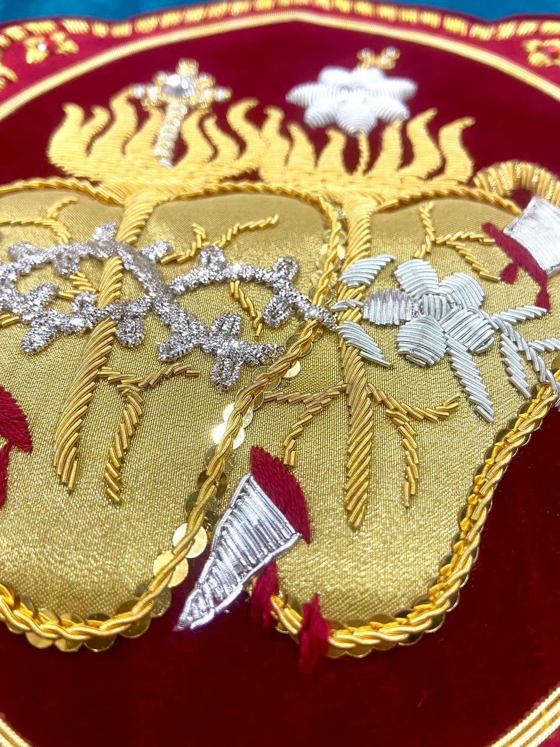 Jesus sacred heart and Mary immaculate heart hand embroidered for vestments