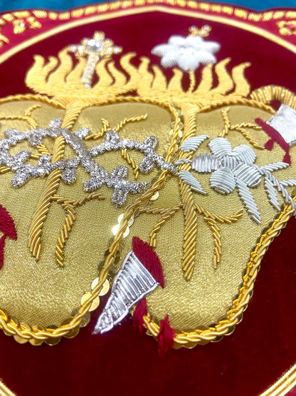 Jesus sacred heart and Mary immaculate heart hand embroidered for vestments