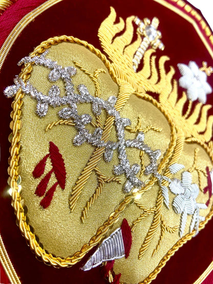 Jesus sacred heart and Mary immaculate heart hand embroidered for vestments